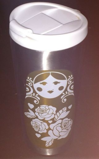Starbucks Travel Tumbler Mug Cup Matryoshka Nesting Doll 2014 Stainless Steel