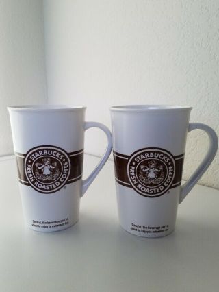 Starbucks 2008 Siren Mermaid Ceramic Coffee Cup Mug 16 Oz Brown White Tall