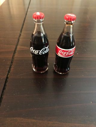 Vintage Collectible Glass Mini Coca Cola Soda Bottles.  2 Each Coke Miniatures