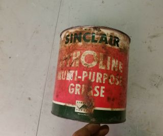 Vintage Sinclair Litholine Multi - Purpose Metal Grease Can Oil Can Dino