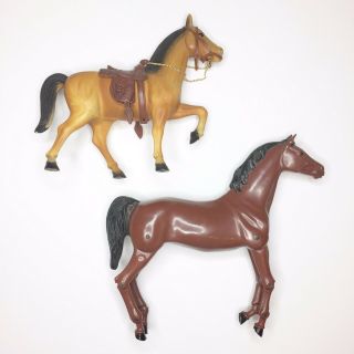 2 Large Vintage Horse Figurine Collectible Toys 1950’s Western Hartland