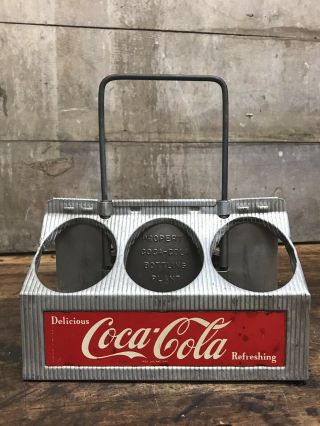 Vintage 1950 ' s Aluminum 6 Pack Coca - Cola Coke Bottle Caddy Soda Carrier Holder 4