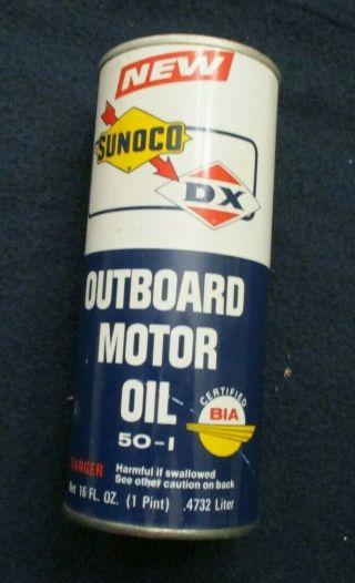 1 Pint Vintage Can Of Sunoco Dx Outboard Motor Oil 50 - I