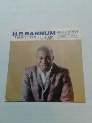 Northern Soul Popcorn 45 H.  B.  Barnum It Hurts Too Much. ,  Pic Sleeve Nm Vinyl