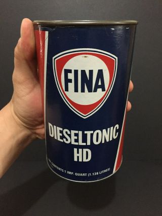 & Full Fina Dieseltonic Imperial Quart Oil Tin Can Sign Canada Advertising