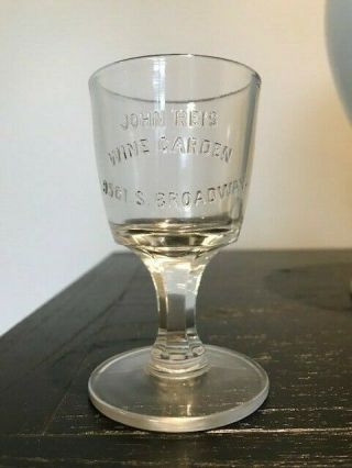 St Louis Mo Missouri John Reis Wine Garden Embossed Drink Glass Cordial Whiskey