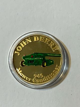 John Deere 945 Mower Conditioner.  999 Fine Silver 1 Troy Oz Collector Coin