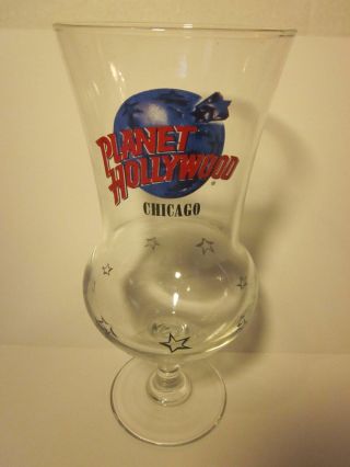 Planet Hollywood Chicago 8.  25 " Hurricane Glass Vintage Restaurant Cup Rare Retro