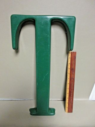 Vintage Advertising Sign Letter " T " - Old And Big Green Plastic - All