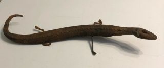 Vintage Hand Crafted Metal Lizard Figurine (old File) 15.  5 " L.
