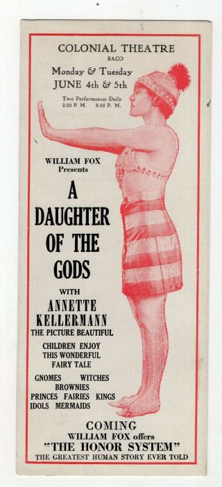 1916 Advertising Blotter For A Daughter Of The Gods Silent Movie