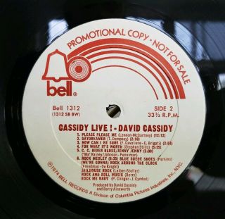 David Cassidy - Live Bell LP 1312 NM - ROCK WHITE LABEL PROMO 3