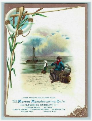 1880 ' s - 90 ' s Merten Mfg.  Co.  ' s Extracts Jamaica Ginger Bay Rum Sailor Boat 7C 2
