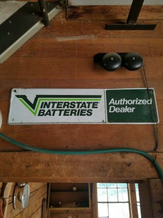 Vintage Interstate Battery Metal Dealer Sign 30 " X 8 "