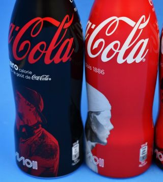 Full 2015 set of 4 DJ AVICII aluminum Coca Cola & Coke Zero Bottles France 6