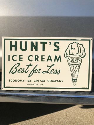 Vintage Hunts Ice Cream Metal Sign Not Porcelain