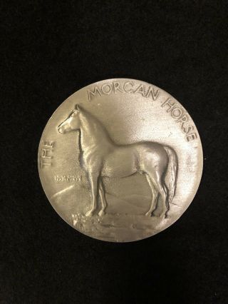 Vintage Pewter Morgan Horse Coin Paperweight Award Medallion Amha Dressage