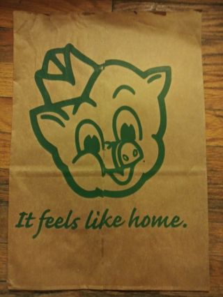 Vintage Piggly Wiggly Grocery Store Brown Kraft Bag Green Logo Greenbax