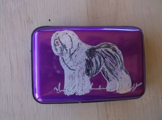 Old English Sheepdog - Hand Engraved Stainless Credit Card Wallet By Ingrid
