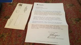 1969 Cadillac Factory Letter Of Customer Appreciation