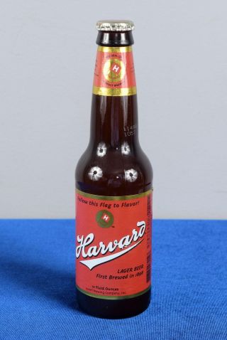 Vtg.  Harvard University Lager Beer Bottle (empty) With Cap Lowell Brew