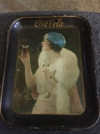 Authentic 1925 Coca Cola Party Girl Coke Flapper Metal Tin Tray