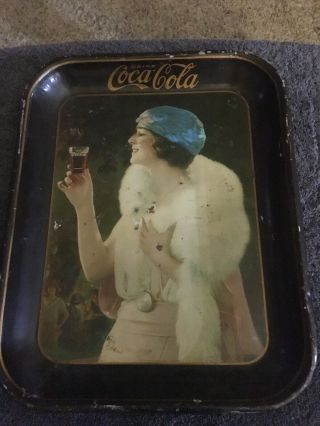 Authentic 1925 Coca Cola Party Girl Coke Flapper Metal Tin Tray 2