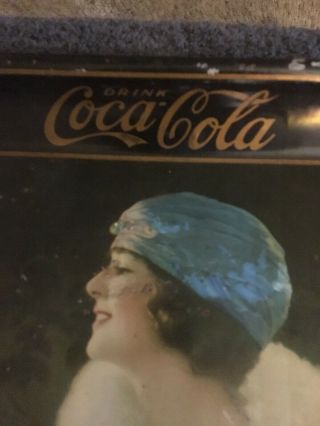 Authentic 1925 Coca Cola Party Girl Coke Flapper Metal Tin Tray 3