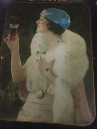 Authentic 1925 Coca Cola Party Girl Coke Flapper Metal Tin Tray 6