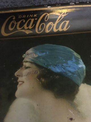 Authentic 1925 Coca Cola Party Girl Coke Flapper Metal Tin Tray 8
