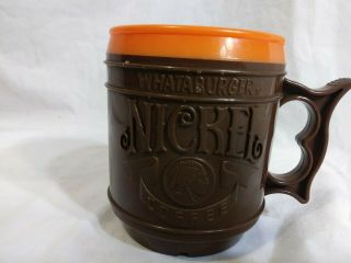 Vintage Whataburger Plastic Brown Nickel Coffee Mug Cup