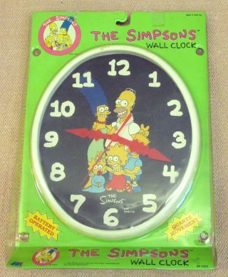 Rare 1990 The Simpsons 11 " Wall Clock Homer Marge Bart Maggie Lisa Simpson Nip