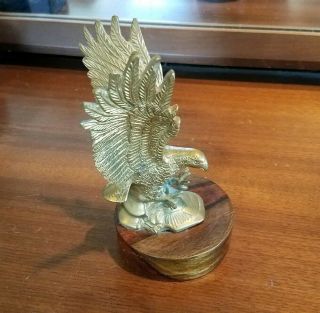 Vintage Solid Brass American Eagle Sculpture Statue Figure With Base