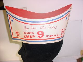 Vintage Kmsp Channel 9 Abc Tv Advertising Paper Soda Jerk Cap Minneapolis Mn