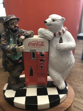 Emmett Kelley And Coca Cola Polar Bear Music Box “cool Off With A Coke”
