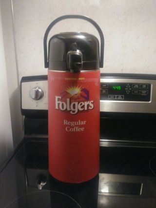 Folgers Coffee Pump Dispenser Thermos Hot Or Cold Beverage Swivel Base