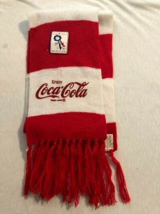 Vintage Nos With Tag Coca - Cola Red And White Scarf Advertising