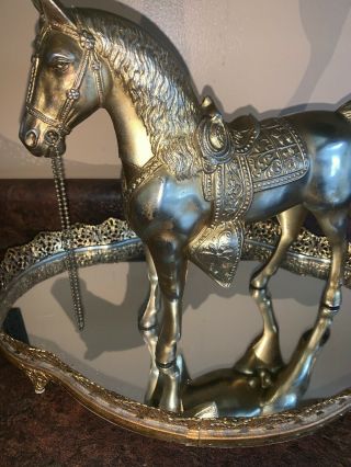 Vintage Gold Tone Pot Metal Carnival Prize?? HORSE - Large - 9 1/2 