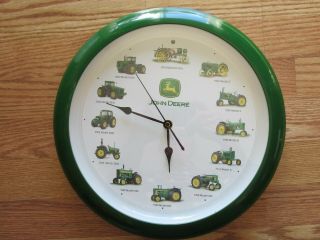 John Deere Green Tractor Wall Clock 12 Engine Sounds On Hour 13.  5 Inch Round