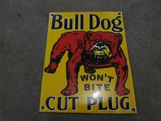 Porcelain Bulldog Enamel Sign Size 11 " X 8.  5 " Inch