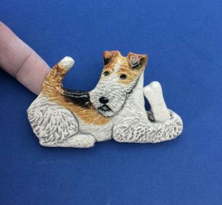 Wire Fox Terrier Dog Brooch Pin Jewelry Ooak Sculpture Painting By Artist Ooak