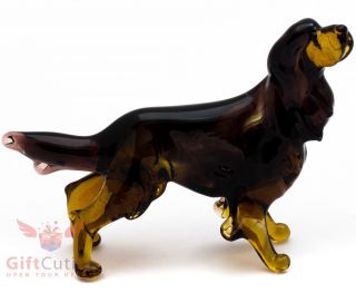 Art Blown Glass Figurine Of The Gordon Setter Dog