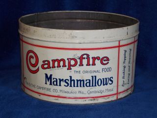 Vintage Campfire Marshmallow Tin 5 Lb No Lid
