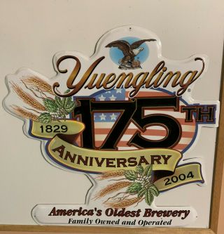 Yuengling Beer 2004 175th Anniversary Stamped " Tin " Sign.  Great Gift For Dad