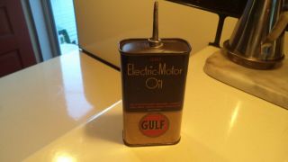 Vintage Gulf Oil Gulf Electric Motor Oil Handy Oiler Metal Can Lead Top