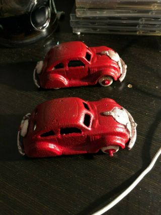 2 Antique Diecast Miniature Toy Cars With Metal Wheels,  Unknown Maker