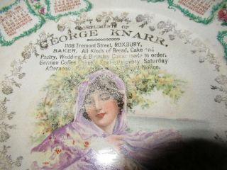 Vtg 1908 Advertising Calendar Plate George Knarr,  baker Roxbury, 3