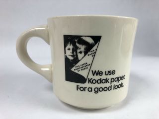 Vintage Kodak " The Good Look " Paper Advertising Logo Ceramic Coffee Cup Mug Usa