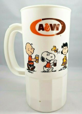 Vtg 1971 A&w Root Beer Plastic Mug,  22,  Peanuts Gang,  Snoopy,  40th Anniv