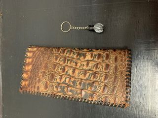 Oil Field Alligator Print Leather Pipe Tally Book Cover 8.  75 " X 4 " (i)